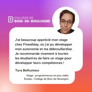 Témoignage étudiant de Tara Belhumeur